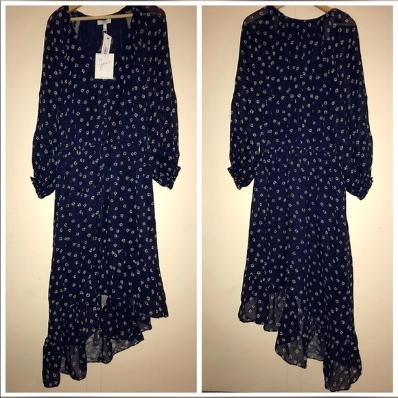 Joie Floral Silk Blue and White Asymmetrical Dress - Picture 5 of 12